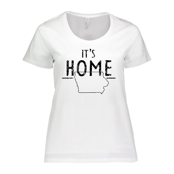 Inktastic It's Home- State of Iowa Outline Distressed Text Women's Plus Size T-Shirt