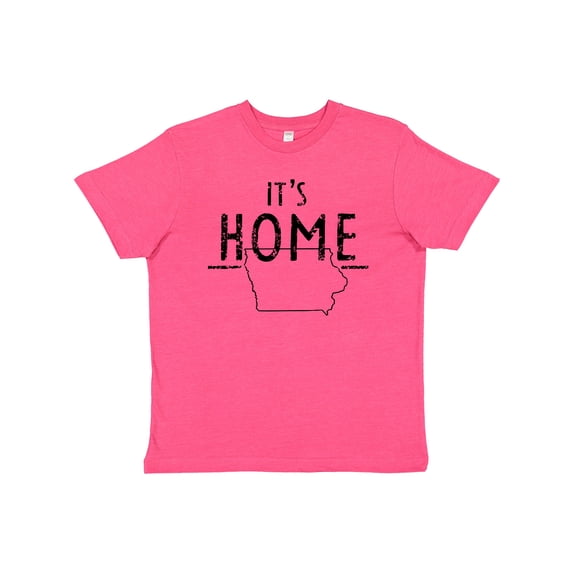 Inktastic It's Home- State of Iowa Outline Distressed Text Youth T-Shirt