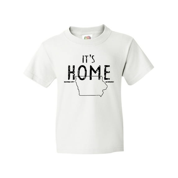 Inktastic It's Home- State of Iowa Outline Distressed Text Youth T-Shirt