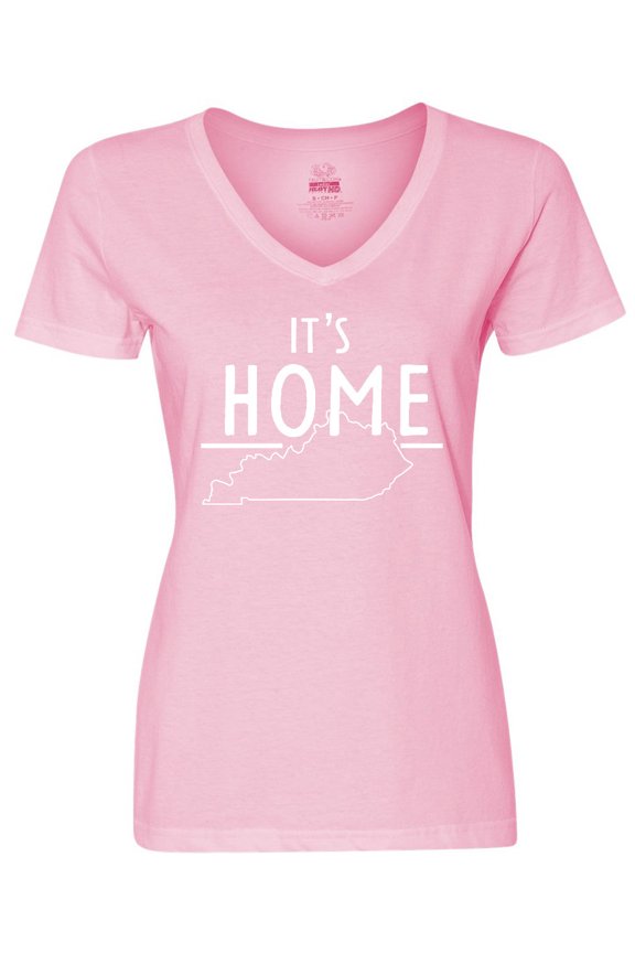 It's Home- State of Kentucky Outline Women's V-Neck T-Shirt