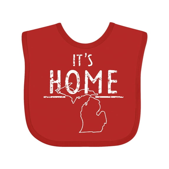 Inktastic It's Home- State of Michigan Outline Distressed Text Boys or Girls Baby Bib