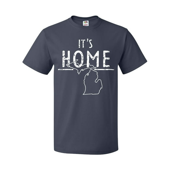 Inktastic It's Home- State of Michigan Outline Distressed Text T-Shirt