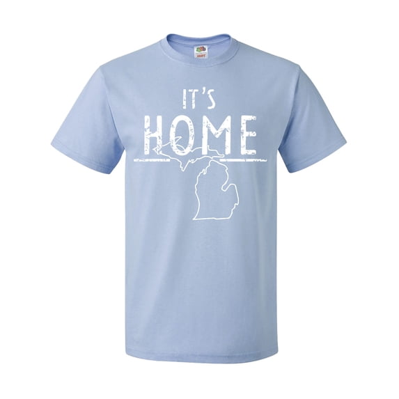 Inktastic It's Home- State of Michigan Outline Distressed Text T-Shirt