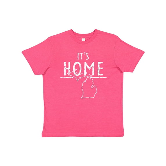 Inktastic It's Home- State of Michigan Outline Distressed Text Youth T-Shirt