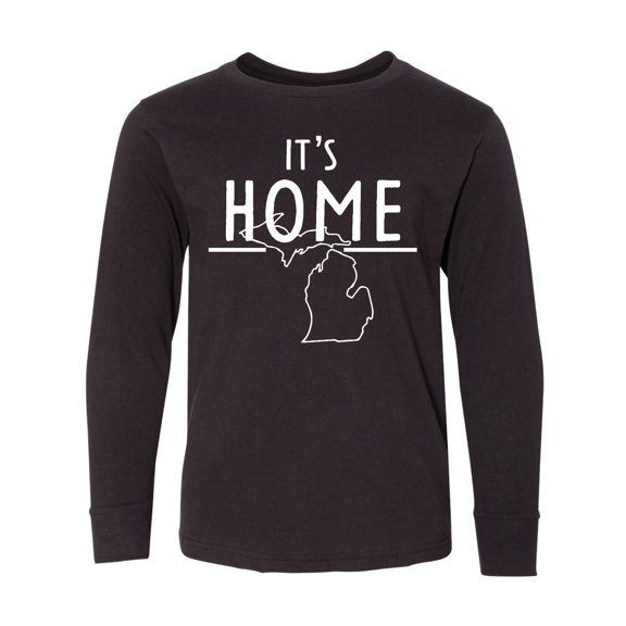 Inktastic It's Home- State of Michigan Outline Long Sleeve Youth T-Shirt