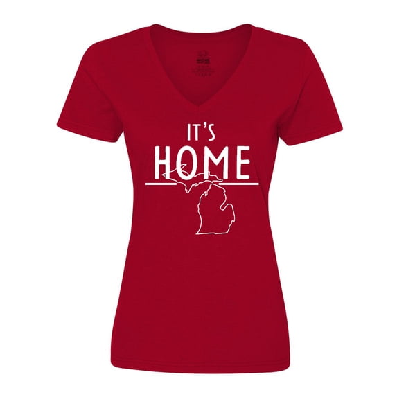 Inktastic It's Home- State of Michigan Outline Women's V-Neck T-Shirt