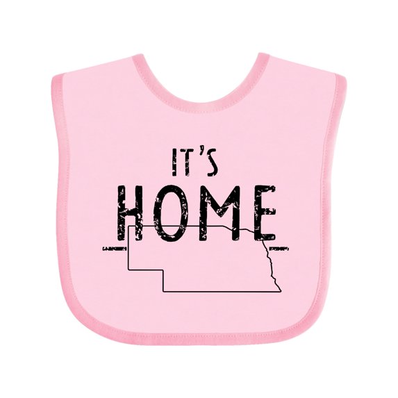 Inktastic It's Home- State of Nebraska Outline Distressed Text Boys or Girls Baby Bib