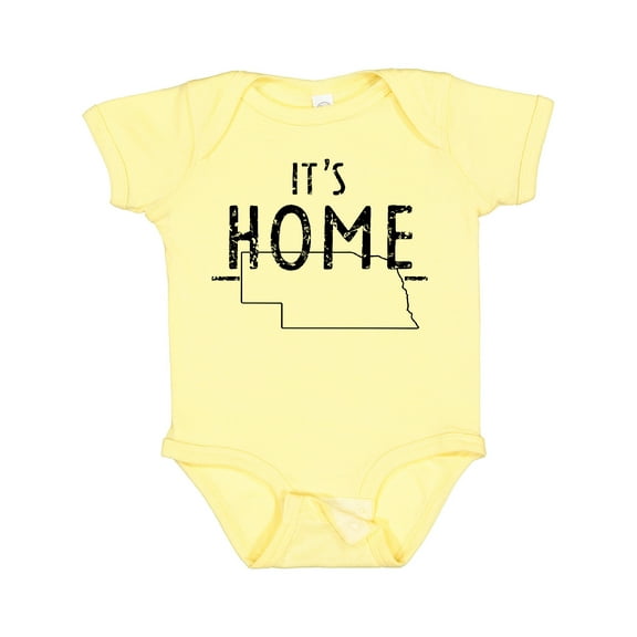 Inktastic It's Home- State of Nebraska Outline Distressed Text Boys or Girls Baby Bodysuit