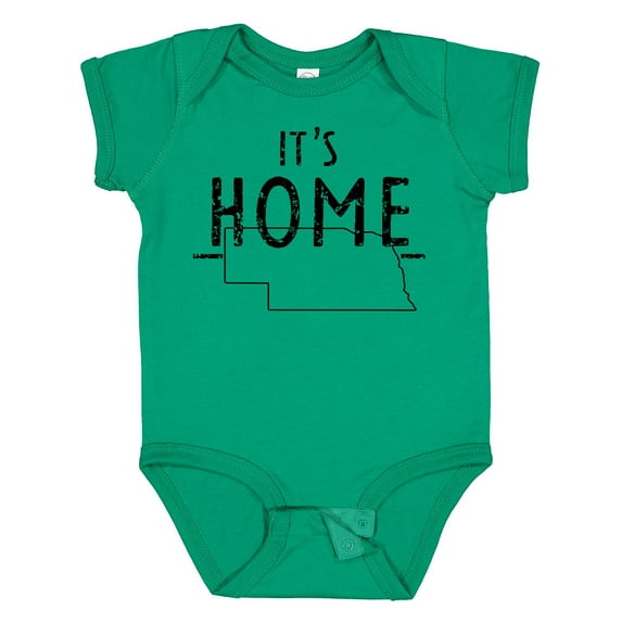 Inktastic It's Home- State of Nebraska Outline Distressed Text Boys or Girls Baby Bodysuit