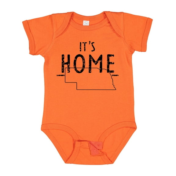 Inktastic It's Home- State of Nebraska Outline Distressed Text Boys or Girls Baby Bodysuit
