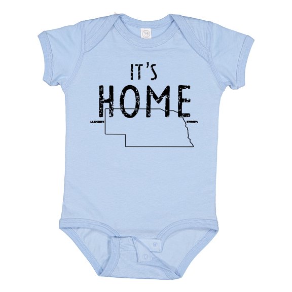 Inktastic It's Home- State of Nebraska Outline Distressed Text Boys or Girls Baby Bodysuit