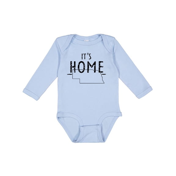 Inktastic It's Home- State of Nebraska Outline Distressed Text Boys or Girls Long Sleeve Baby Bodysuit