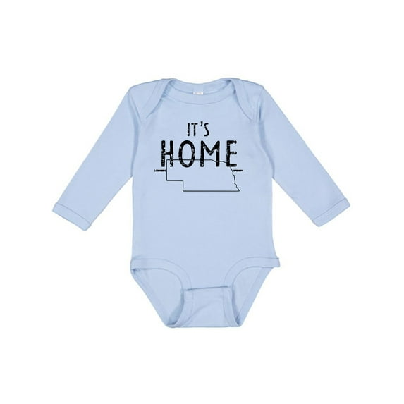 Inktastic It's Home- State of Nebraska Outline Distressed Text Boys or Girls Long Sleeve Baby Bodysuit