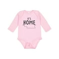 thumbnail image 1 of Inktastic It's Home- State of Nebraska Outline Distressed Text Boys or Girls Long Sleeve Baby Bodysuit, 1 of 5