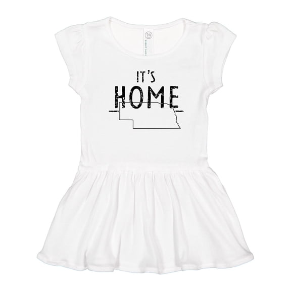 Inktastic It's Home- State of Nebraska Outline Distressed Text Girls Toddler Dress