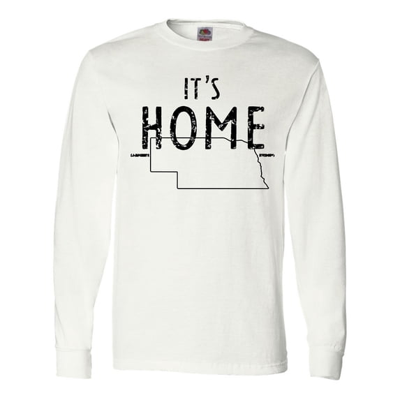 Inktastic It's Home- State of Nebraska Outline Distressed Text Long Sleeve T-Shirt
