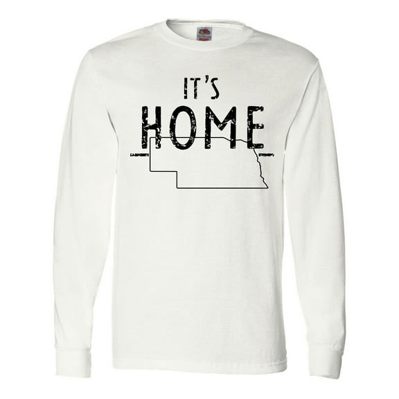 Inktastic It's Home- State of Nebraska Outline Distressed Text Long Sleeve T-Shirt