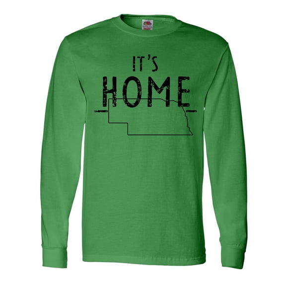 Inktastic It's Home- State of Nebraska Outline Distressed Text Long Sleeve T-Shirt