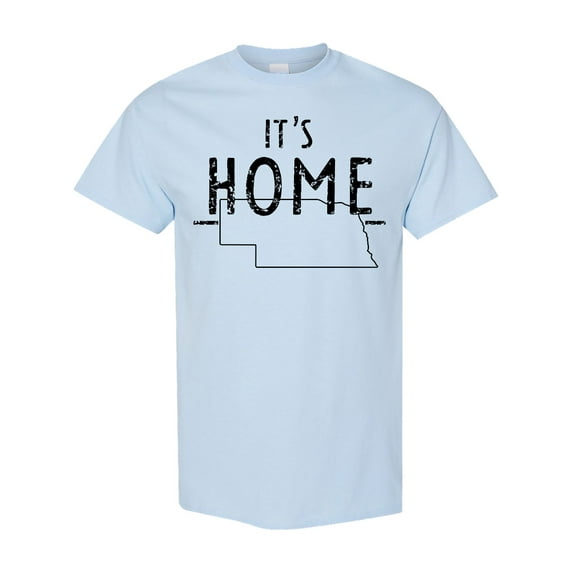 Inktastic It's Home State of Nebraska Outline Distressed Text T-Shirt