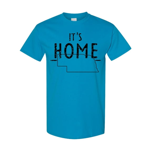 Inktastic It's Home State of Nebraska Outline Distressed Text T-Shirt