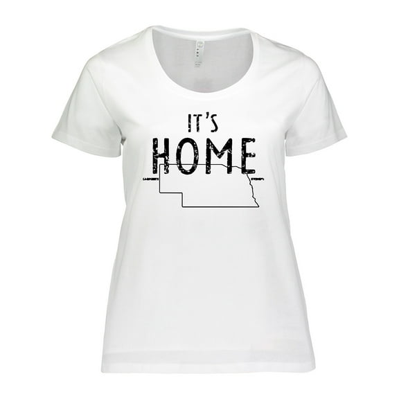 Inktastic It's Home- State of Nebraska Outline Distressed Text Women's Plus Size T-Shirt
