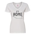 thumbnail image 1 of Inktastic It's Home- State of Nebraska Outline Distressed Text Women's V-Neck T-Shirt, 1 of 5