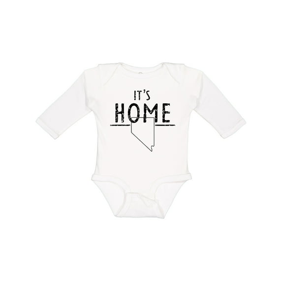 Inktastic It's Home State of Nevada Outline Distressed Text Boys or Girls Long Sleeve Baby Bodysuit