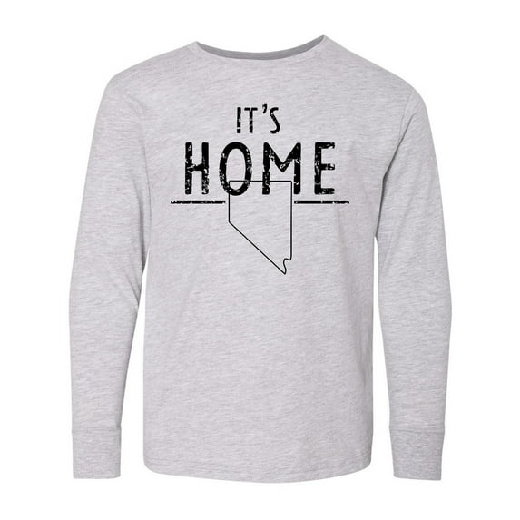 Inktastic It's Home- State of Nevada Outline Distressed Text Long Sleeve Youth T-Shirt