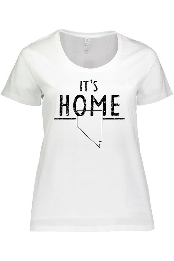 It's Home- State of Nevada Outline Distressed Text Women's Plus Size T-Shirt