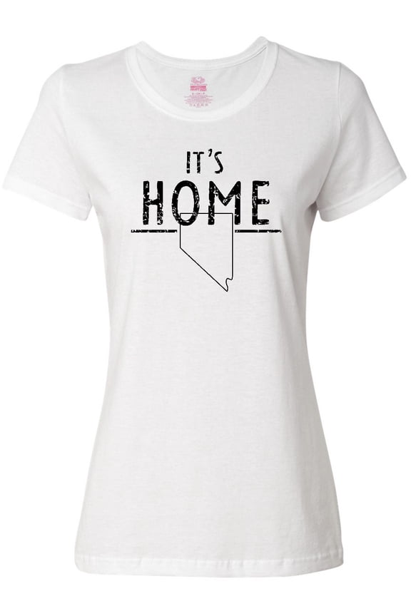 It's Home- State of Nevada Outline Distressed Text Women's T-Shirt