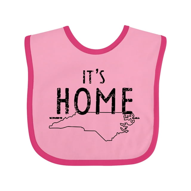 Inktastic It's Home- State of North Carolina Outline Distressed Text Boys or Girls Baby Bib