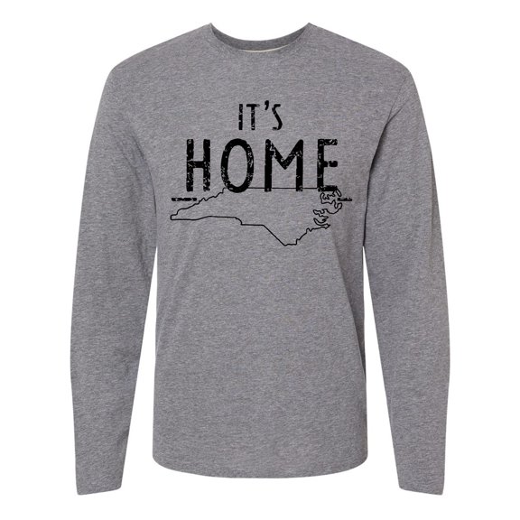 Inktastic It's Home- State of North Carolina Outline Distressed Text Long Sleeve T-Shirt