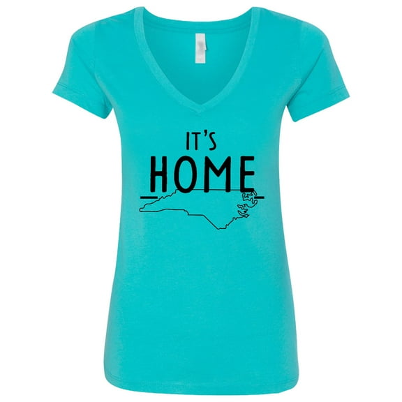 Inktastic It's Home State of North Carolina Outline Women's V-Neck T-Shirt
