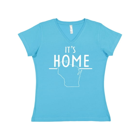 Inktastic It's Home- State of Wisconsin Outline Women's V-Neck T-Shirt