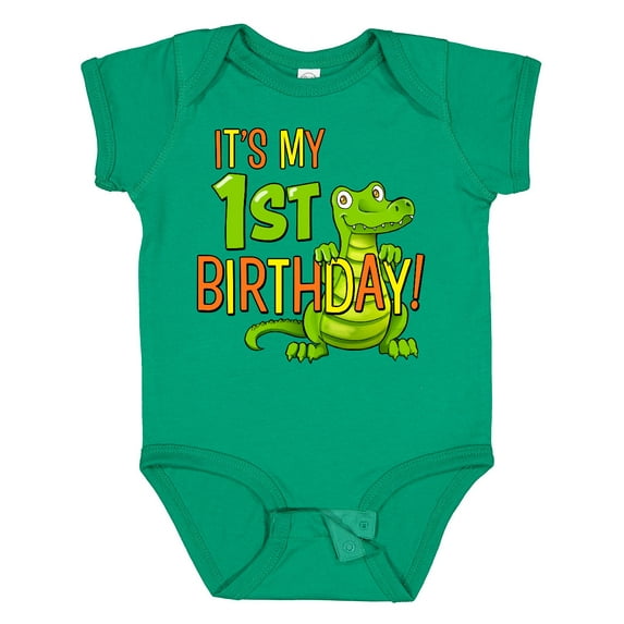 Inktastic It's My 1st Birthday with Cute Green Alligator Boys or Girls Baby Bodysuit