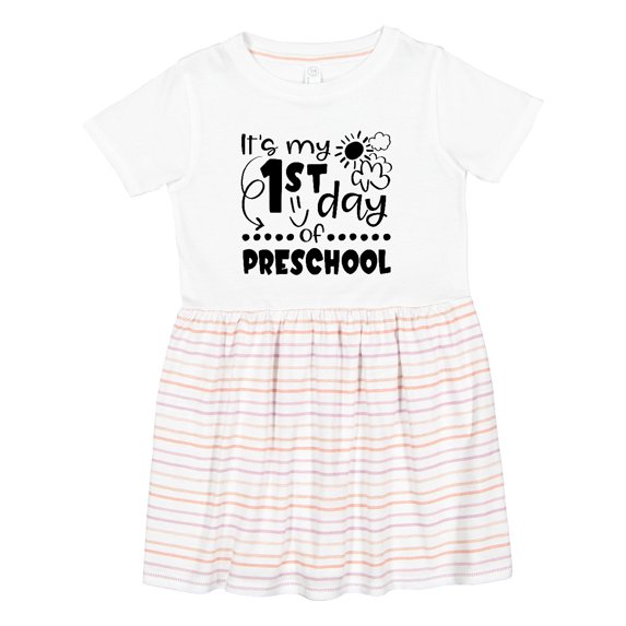 Inktastic It's My 1st Day of Preschool Clouds and Sunshine Girls Toddler Dress