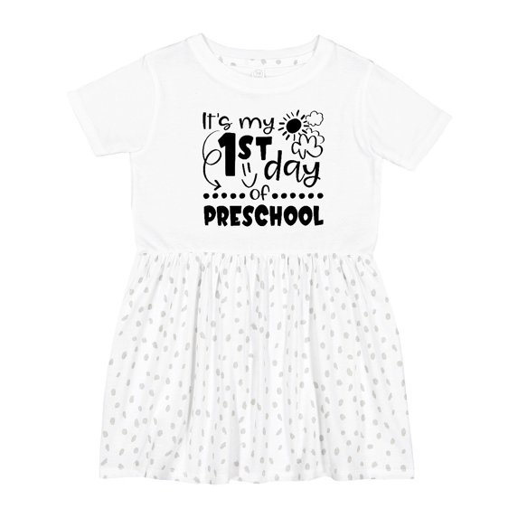Inktastic It's My 1st Day of Preschool Clouds and Sunshine Girls Toddler Dress