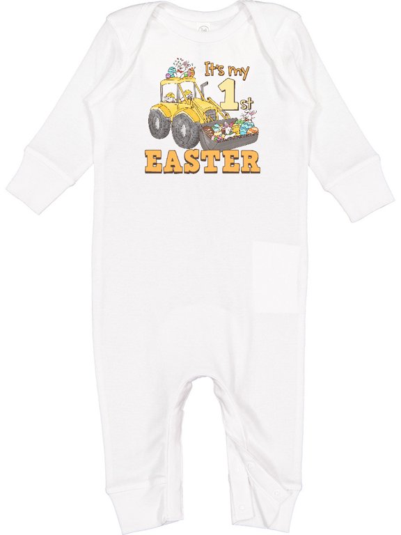 It's My 1st Easter Construction Bunnies Baby Romper Coveralls