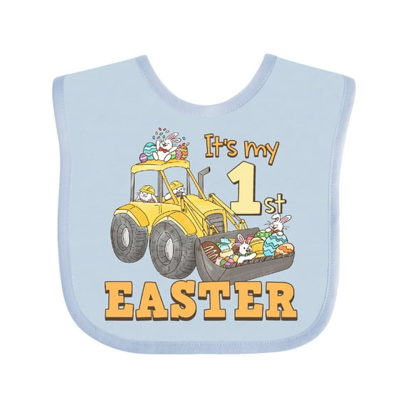 Inktastic It's My 1st Easter Construction Bunnies Boys or Girls Baby Bib