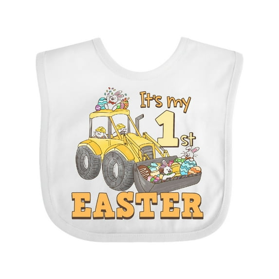 Inktastic It's My 1st Easter Construction Bunnies Boys or Girls Baby Bib