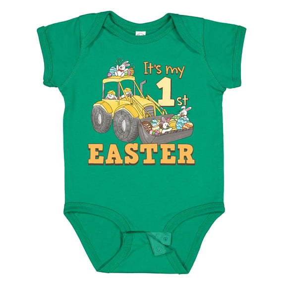 Inktastic It's My 1st Easter Construction Bunnies Boys or Girls Baby Bodysuit