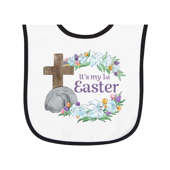 Inktastic It's My 1st Easter with Cross and Flowers Baby Terry Cloth Bib