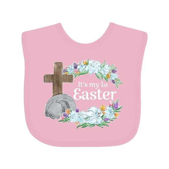 Inktastic It's My 1st Easter with Cross and Flowers Boys or Girls Baby Bib