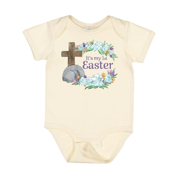 Inktastic It's My 1st Easter with Cross and Flowers Boys or Girls Baby Bodysuit