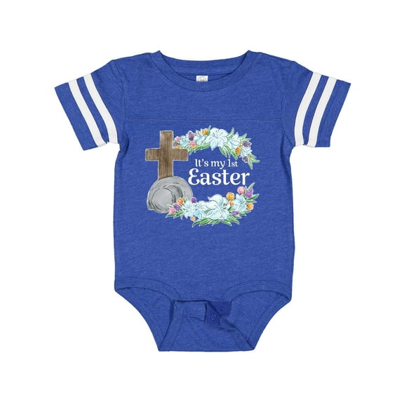 Inktastic It's My 1st Easter with Cross and Flowers Boys or Girls Baby Bodysuit