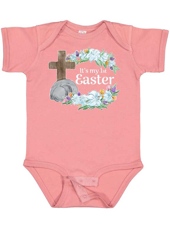 It's My 1st Easter with Cross and Flowers Boys or Girls Baby Bodysuit