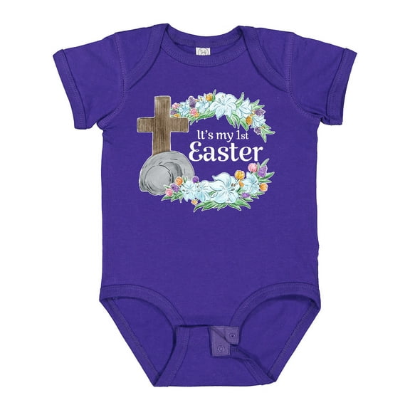 Inktastic It's My 1st Easter with Cross and Flowers Boys or Girls Baby Bodysuit