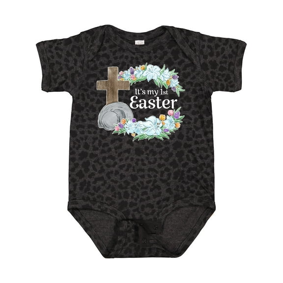 Inktastic It's My 1st Easter with Cross and Flowers Boys or Girls Baby Bodysuit