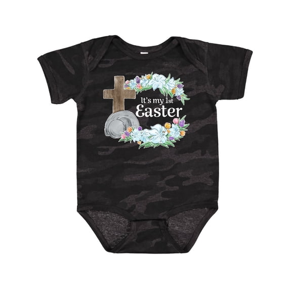 Inktastic It's My 1st Easter with Cross and Flowers Boys or Girls Baby Bodysuit