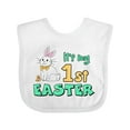 thumbnail image 1 of Inktastic It's My 1st Easter with Cute Chick and Bunny Boys or Girls Baby Bib, 1 of 4